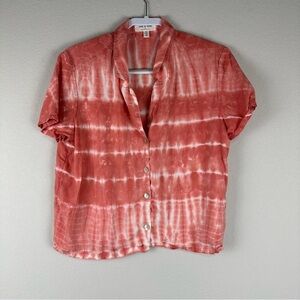 Cloth & Stone Red Tie-Dye Button-Up Top